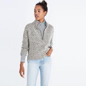 Madewell Marled Half-Zip Sweater Womens Small Grey Gray